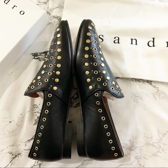 Sandro Paris Leather Studded Bary Mules NIB 37 - Picture 4 of 7